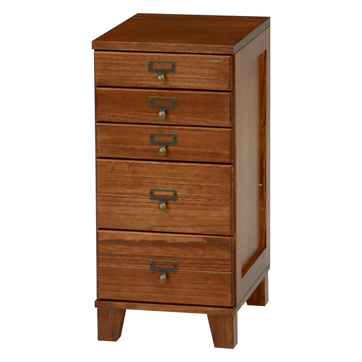 HAGiHARA（萩原） スリムチェスト 幅28cm 5段 天然木 完成品 A4対応