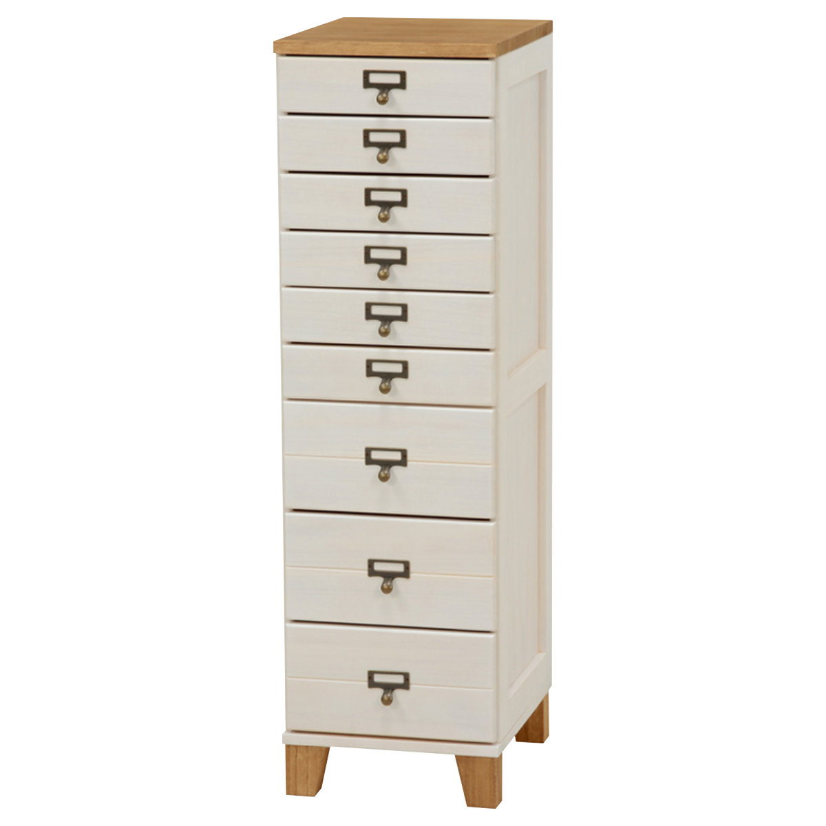 HAGiHARA（萩原） スリムチェスト 幅28cm 9段 天然木 完成品 A4対応