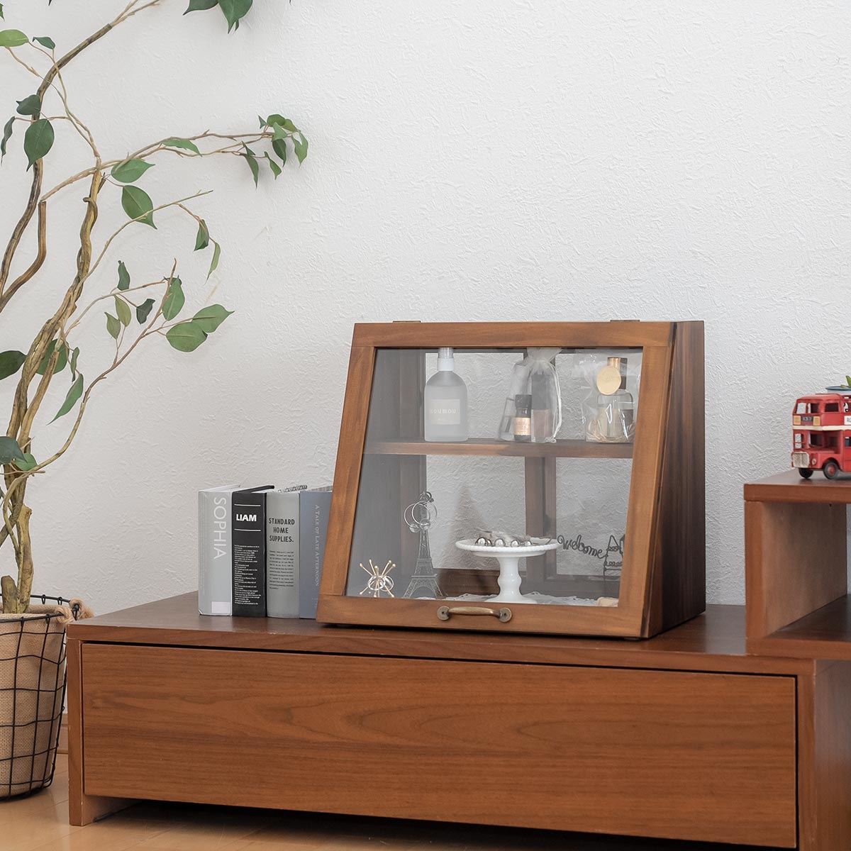 HAGiHARA（萩原） ガラスケース 幅40cm 2段 カウンター上収納 可動棚