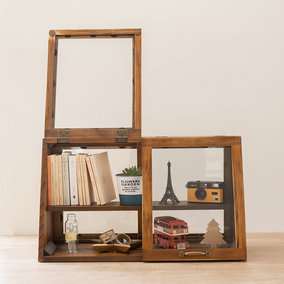 HAGiHARA（萩原） ガラスケース 幅60cm 2段 カウンター上収納 可動棚