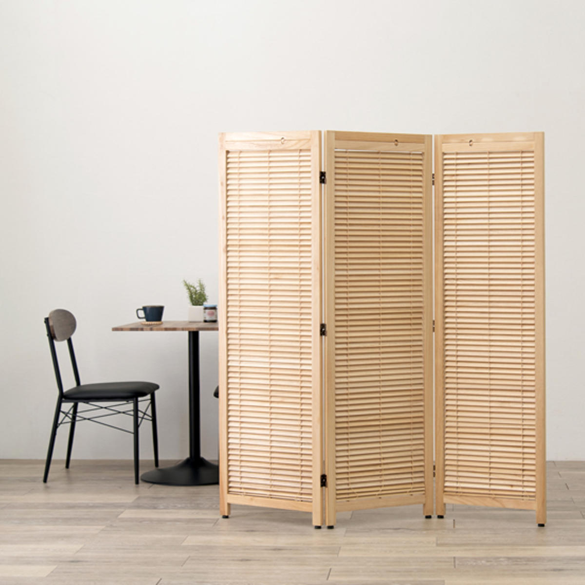 木製　ナチュラル　ルーバー　パーテーション 3連 衝立　間仕切り☆送料無料 HAGiHARA（萩原） 衝立 スクリーン 3連 ルーバータイプ （ 間仕切り