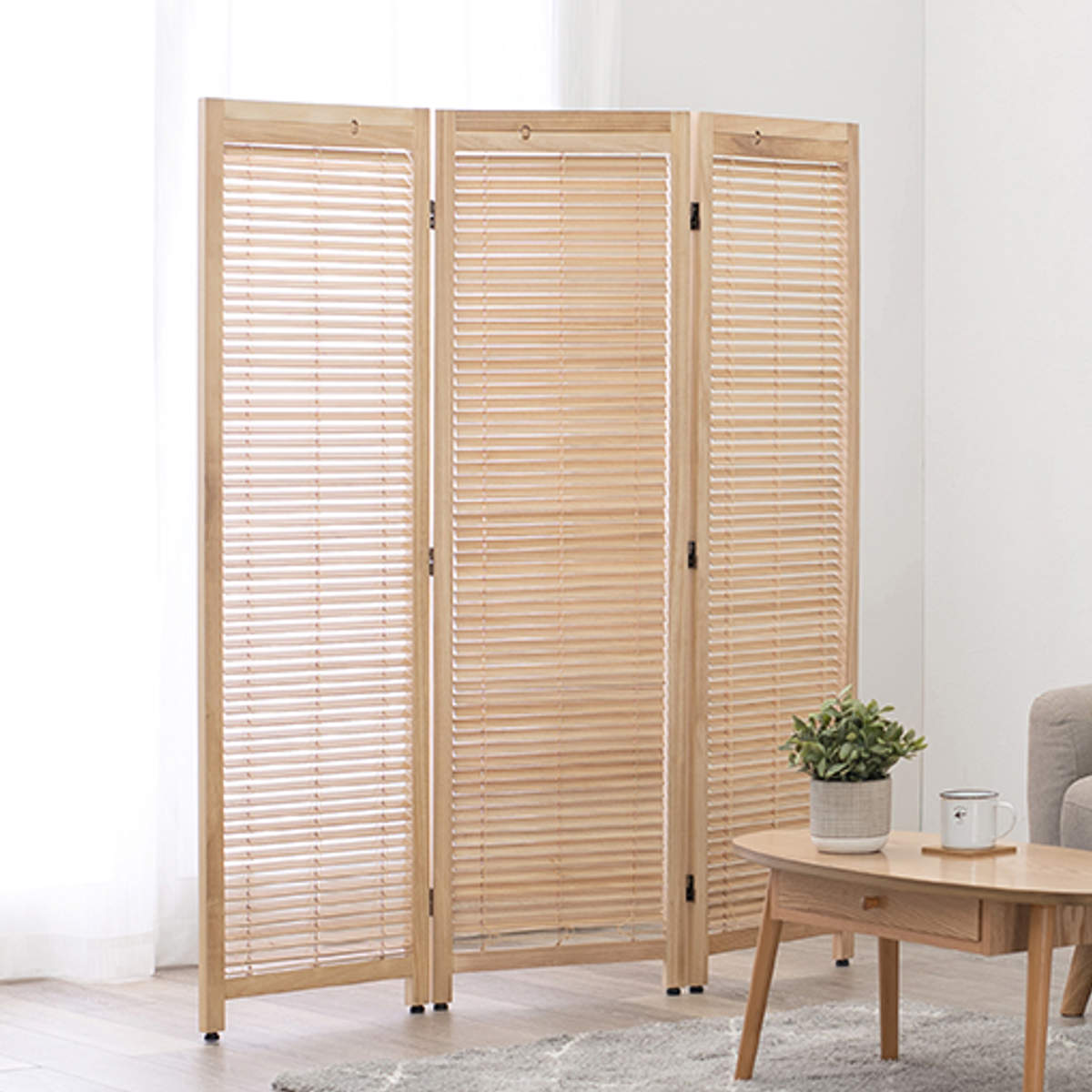 HAGiHARA（萩原） 衝立 スクリーン 3連 ルーバータイプ （ 間仕切り