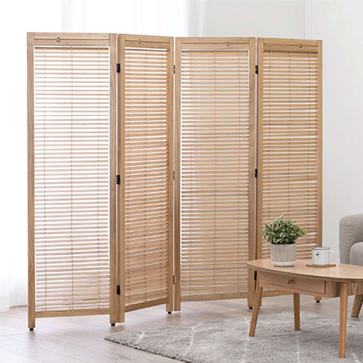 HAGiHARA（萩原） 衝立 スクリーン 4連 ルーバータイプ （ 間仕切り
