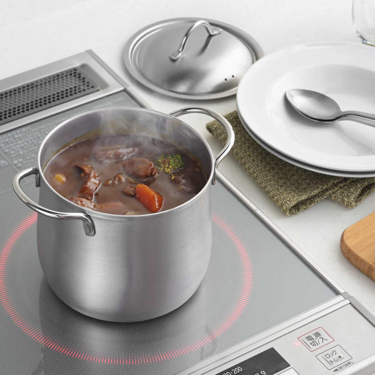 郷技 両手鍋 14cm 深型 IH対応 煮込み鍋 ステンレス製 日本製 （ ガス