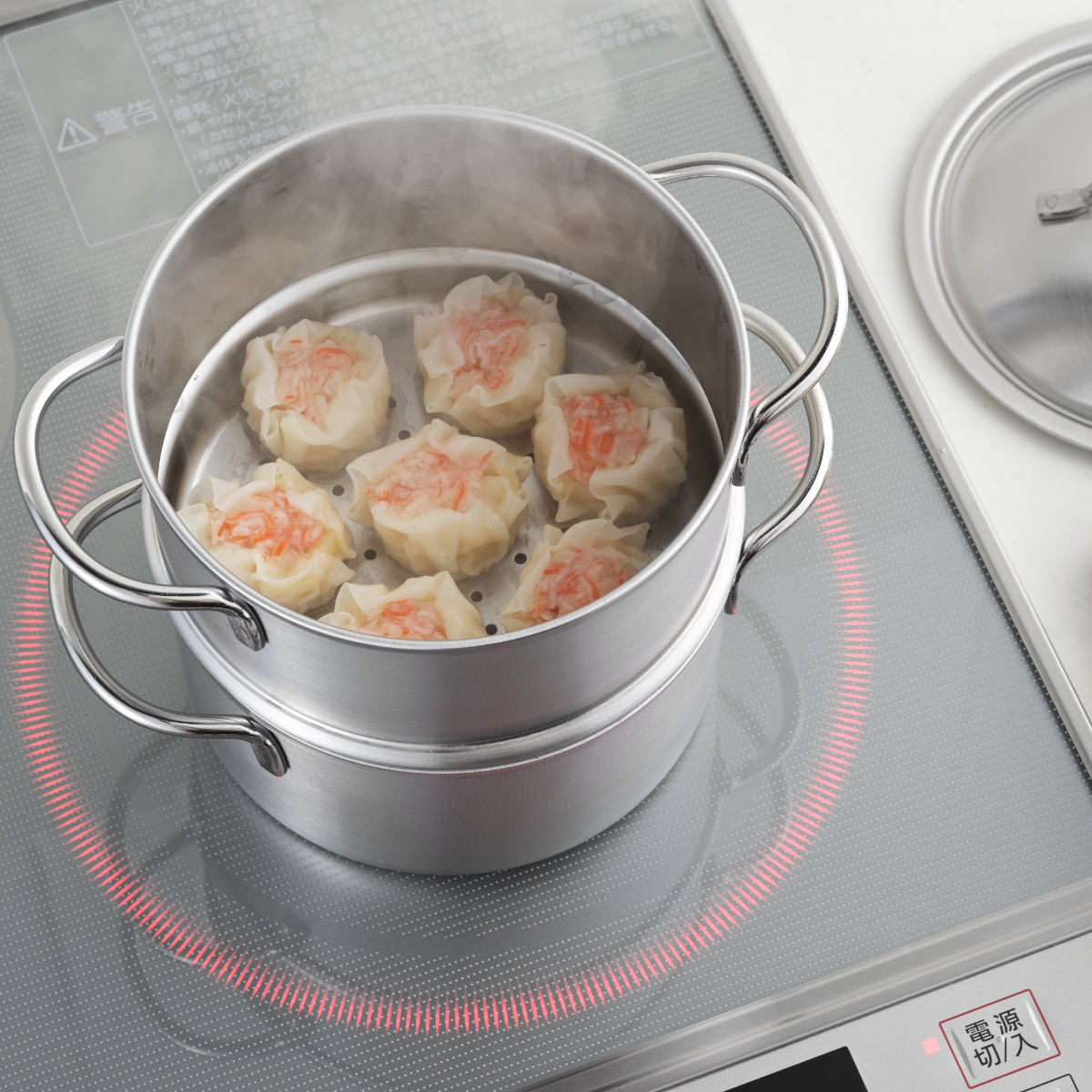 郷技 両手鍋 14cm IH対応 2段蒸し器付き ステンレス製 日本製 （ ガス