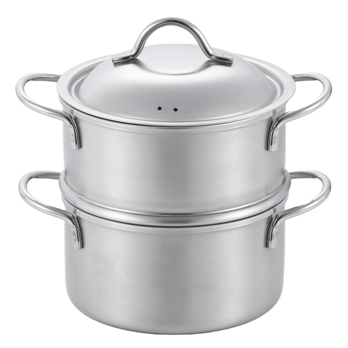 郷技 両手鍋 14cm IH対応 2段蒸し器付き ステンレス製 日本製 （ ガス