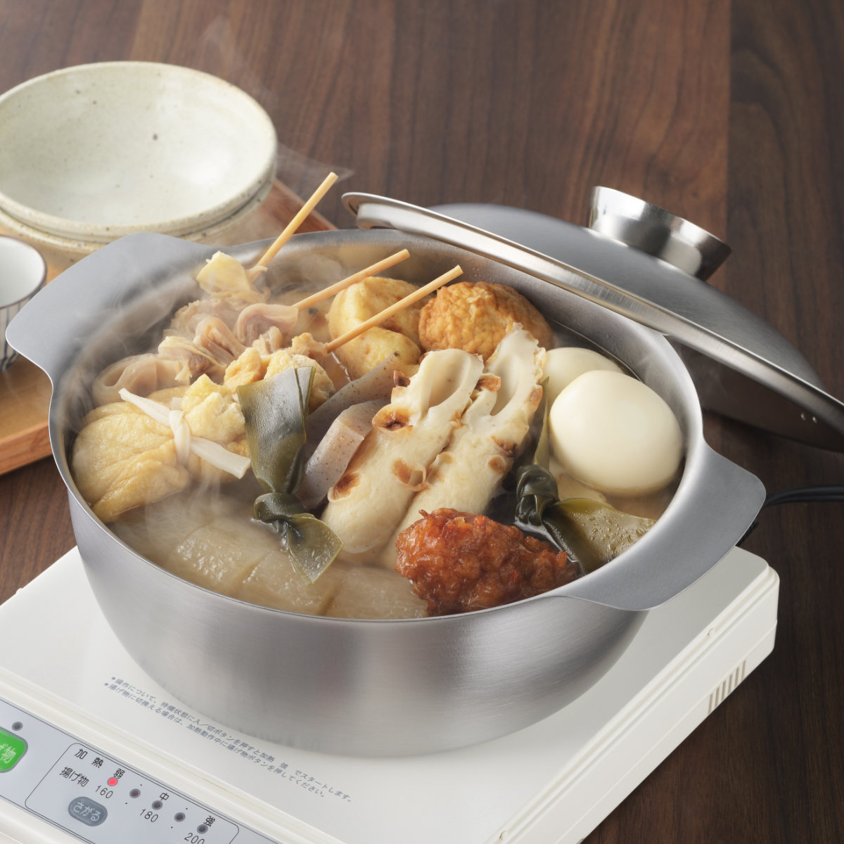 郷技 おでん鍋 22cm IH対応 ステンレス製 日本製 （ 蓋付き ガス火対応