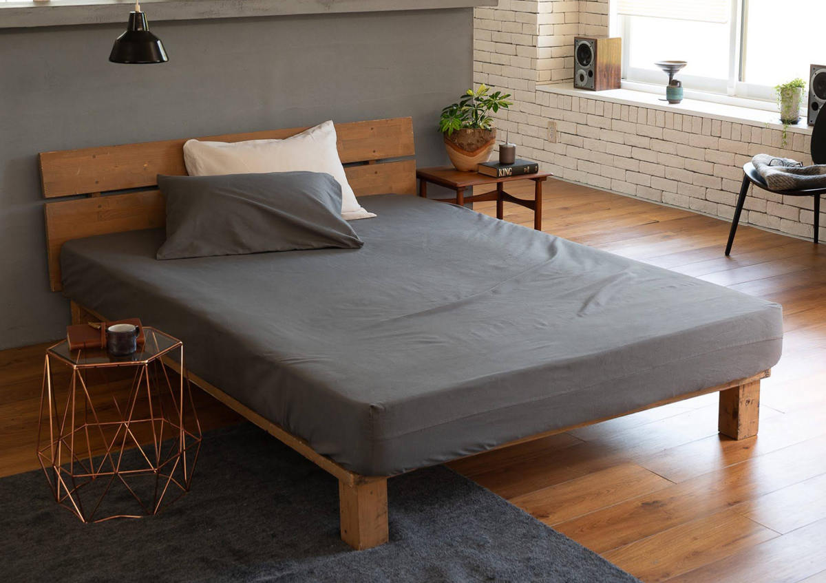 ◆フィスバ◆シーツ◆244×294cm◆グレー◆L-2506WE11◆ ボックスシーツ Fab the Home ダブル コットンビエラ 綿100％ 洗濯機OK