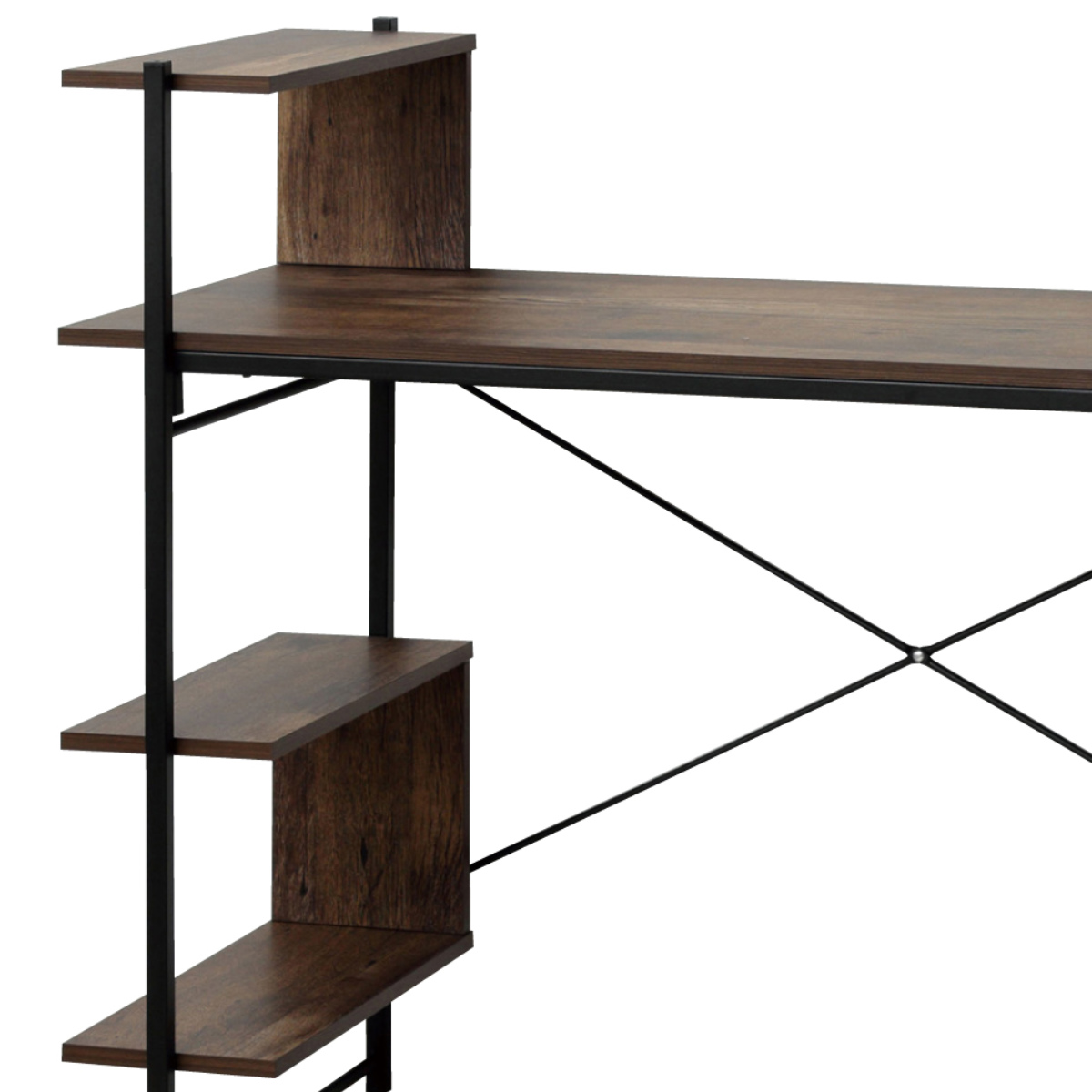 クロシオ パソコンデスク 幅120cm 棚付き らくらく組立 （ デスク 机