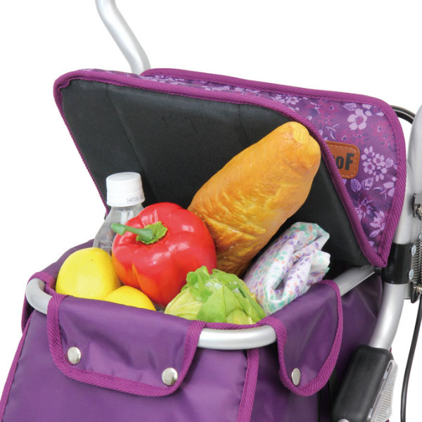 折りたたみ式シルバーカー 座面付き フラワー柄 251632-1.jpg