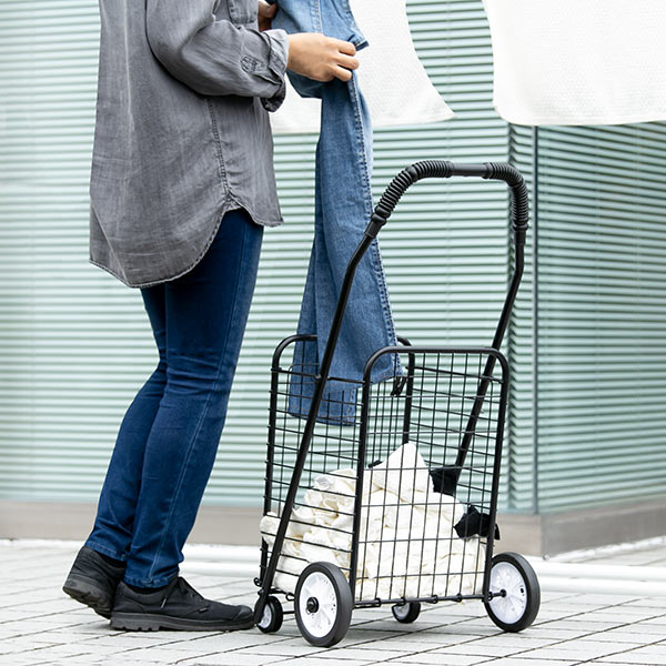 Tacaof ショッピングカート 折りたたみ 4輪 大容量 おしゃれ シンプル