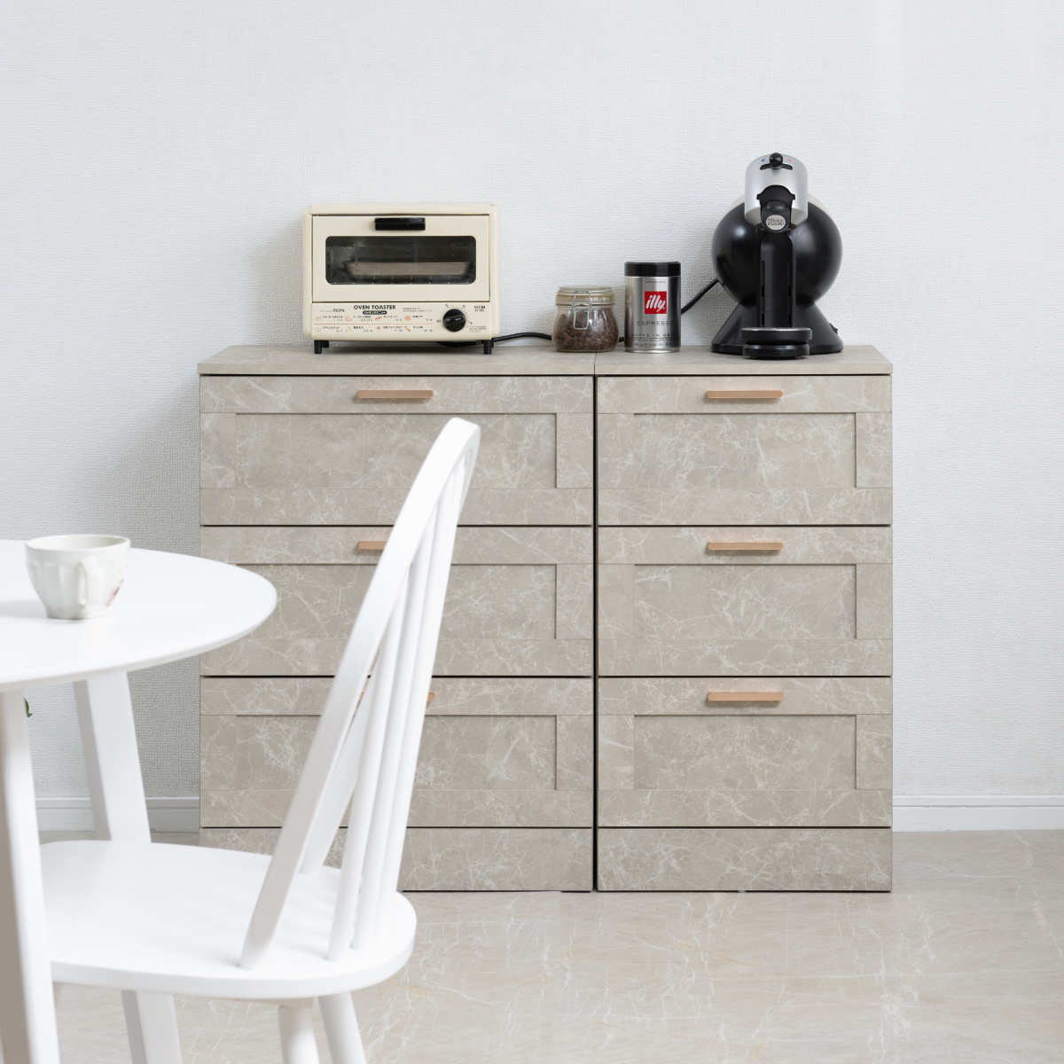 チェスト 幅45.5cm 大理石調 引出し3段 （ 収納 衣類収納 引き出し