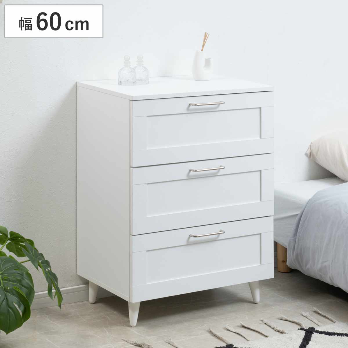 起立木工 サイドチェスト 3段 ヴィンテージ調 オーク無垢材 鋸目