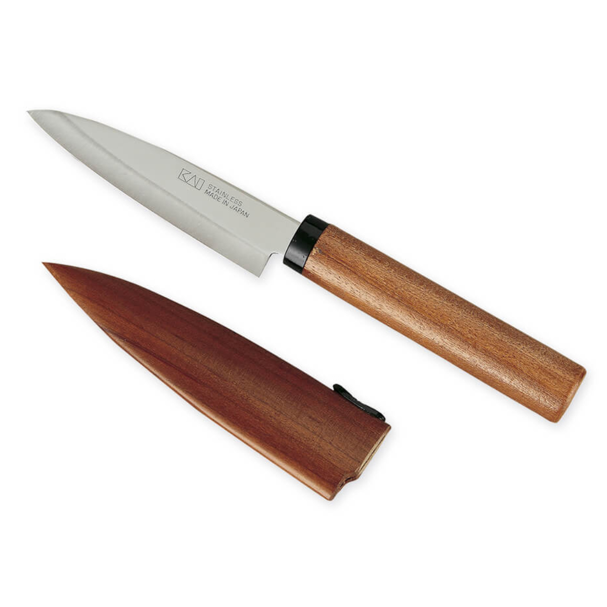 貝印 ペティナイフ 果物ナイフ サヤ付き フルーツナイフ 木鞘 （ 果物