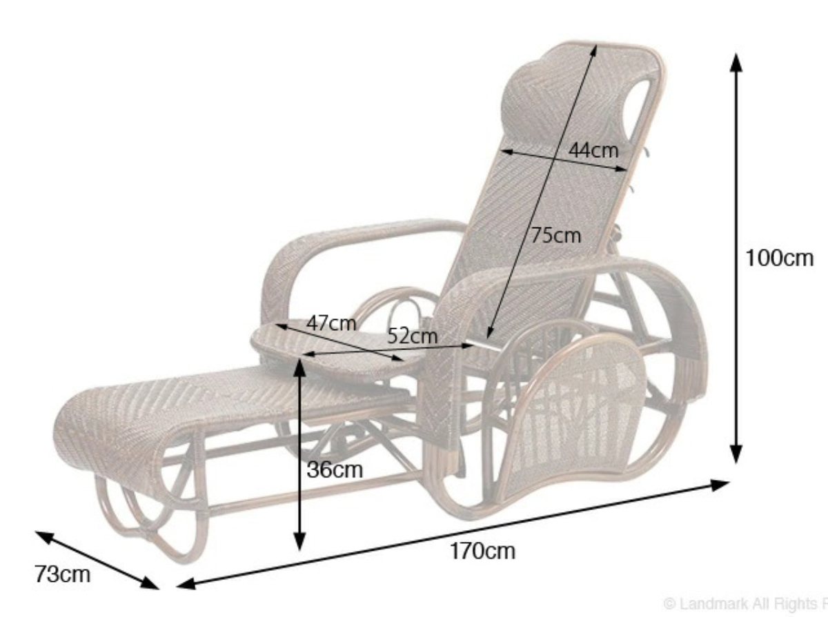 籐 座椅子 フットレスト付 ハイバック 三つ折椅子 ラタン家具 WAHOO 座