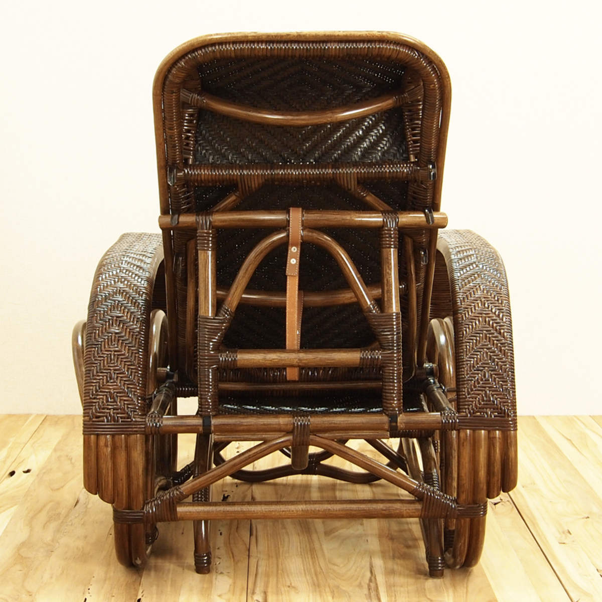 籐 座椅子 フットレスト付 ハイバック 三つ折椅子 ラタン家具 WAHOO 座