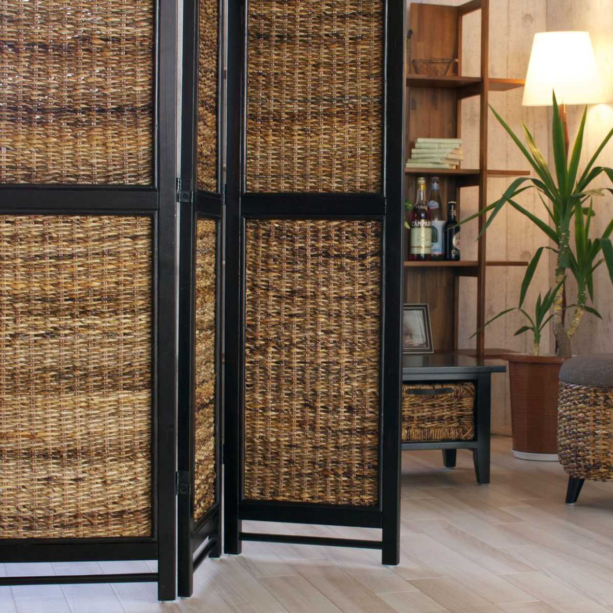 衝立 スクリーン 4連 アジアン家具 Banana Leaf 高さ160cm （ ついたて