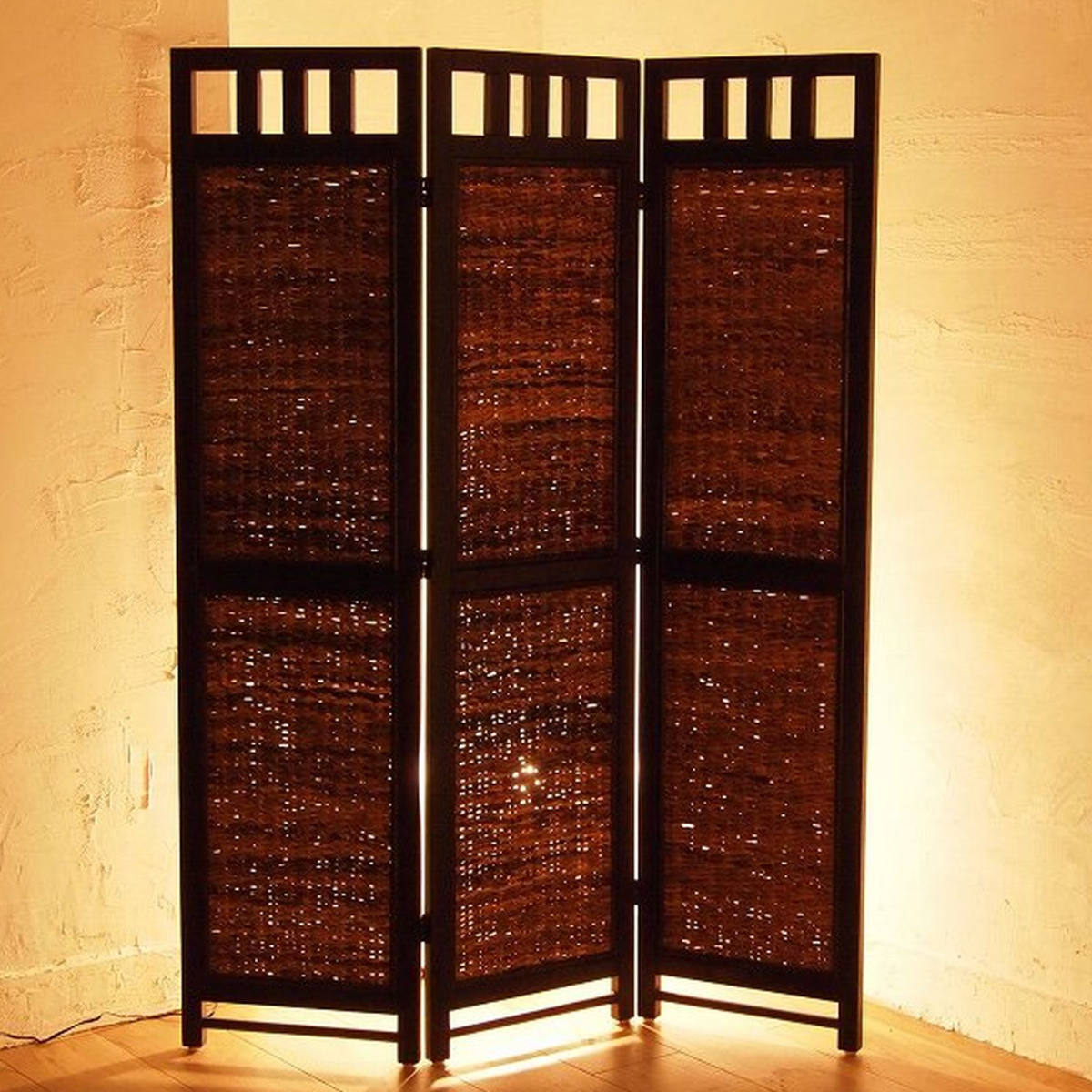 スクリーン 4連 パーテーション 衝立 バナナリーフ アジアンリゾート 完成品 衝立 スクリーン 4連 アジアン家具 Banana Leaf 高さ160cm （ ついたて