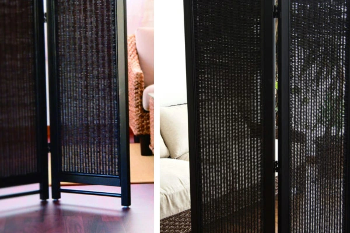 スクリーン 3連 衝立 アジアン家具 籐編み幕部 高さ160cm ナチュラル