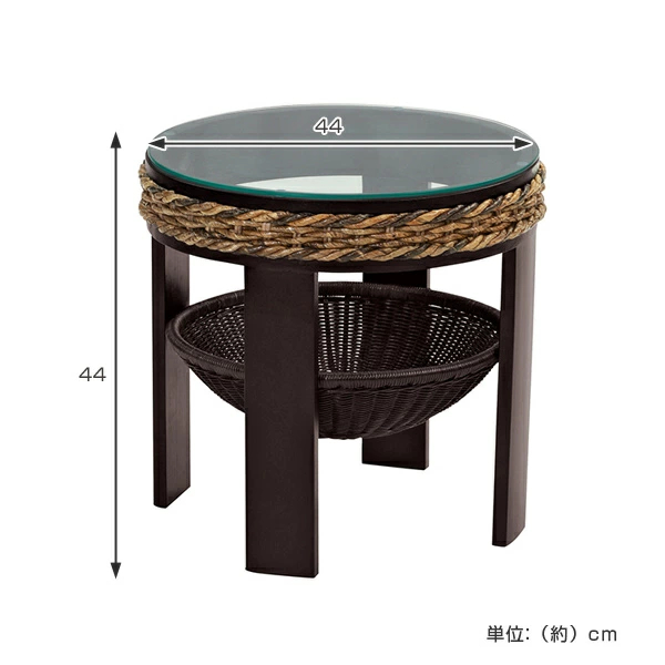 Baliバリ島バナナリーフ円形テーブル ローテーブル 直径44cm 丸型 アジアン家具 Banana Leaf （ テーブル
