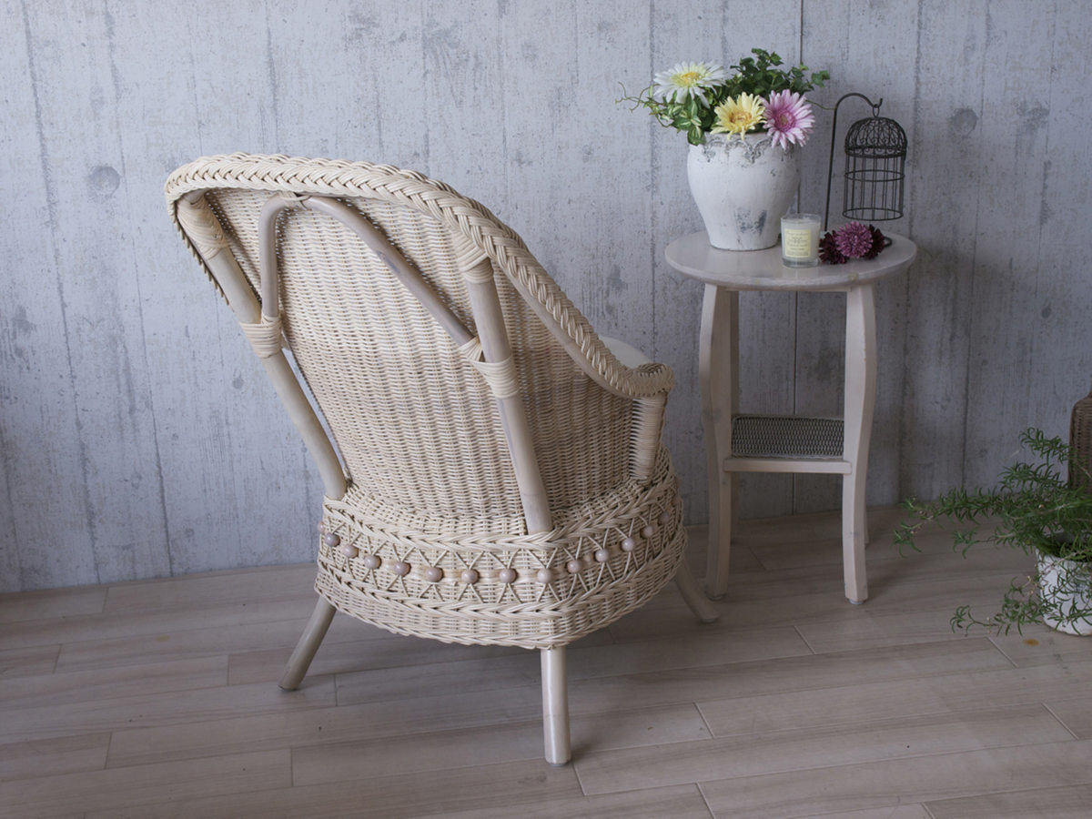 籐 ソファ 幅55cm シングルソファ 1人掛け ラタン製 fiore （ 白家具