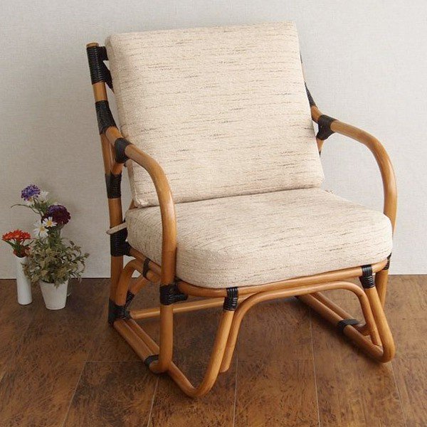 ヴィンテージ ラタン 籐家具 チェア 1脚 古家具 古家具 クッション付き □在庫限り・入荷なし□ 籐 チェア ラタン家具 Handmade 座面高37cm