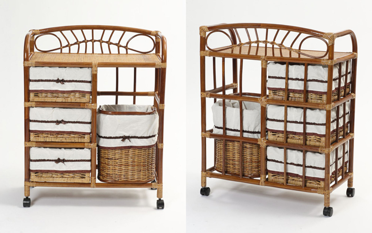 籐 ランドリーチェスト 幅70cm 3段 引出し 3杯キャスター付 ラタン製