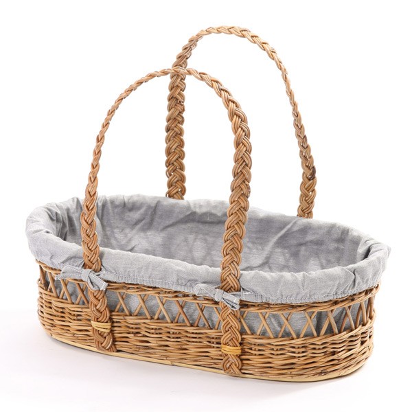 籐 キャリーバスケット 布カバー付 Natural rattan 幅49cm