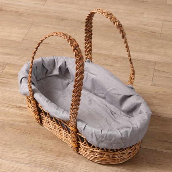 籐 キャリーバスケット 布カバー付 Natural rattan 幅49cm 籐 キャリーバスケット 布カバー付 Natural rattan 幅49cm