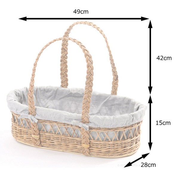 籐 キャリーバスケット 布カバー付 Natural rattan 幅49cm