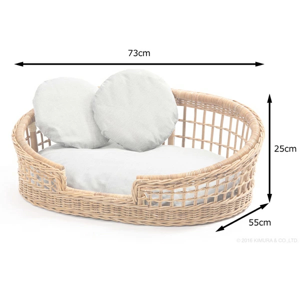 籐 ペットベッド 幅73cm クッション付 ラタン製 Natural rattan