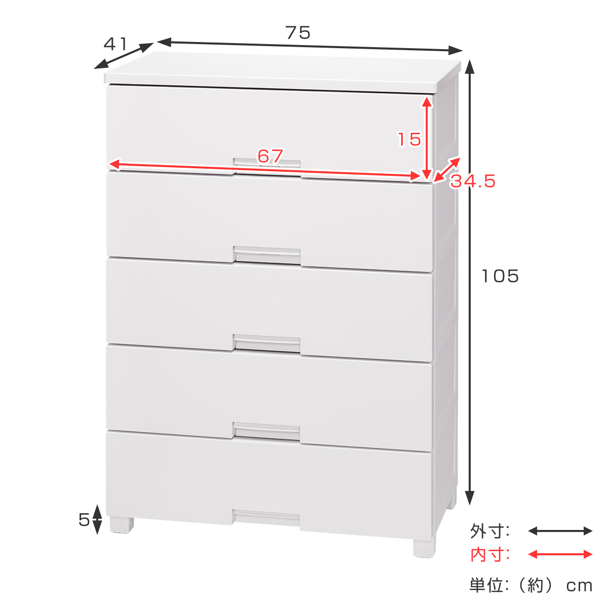 チェスト フィッツチェスト 7505 5段 F...の詳細画像3