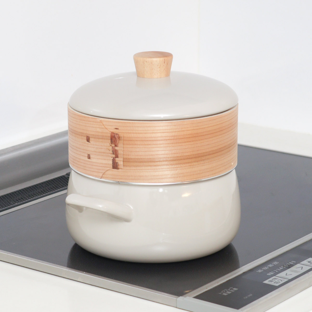 富士ホーロー 特典付き せいろ付きホーロー鍋 20cm IH対応 ホーロー蓋