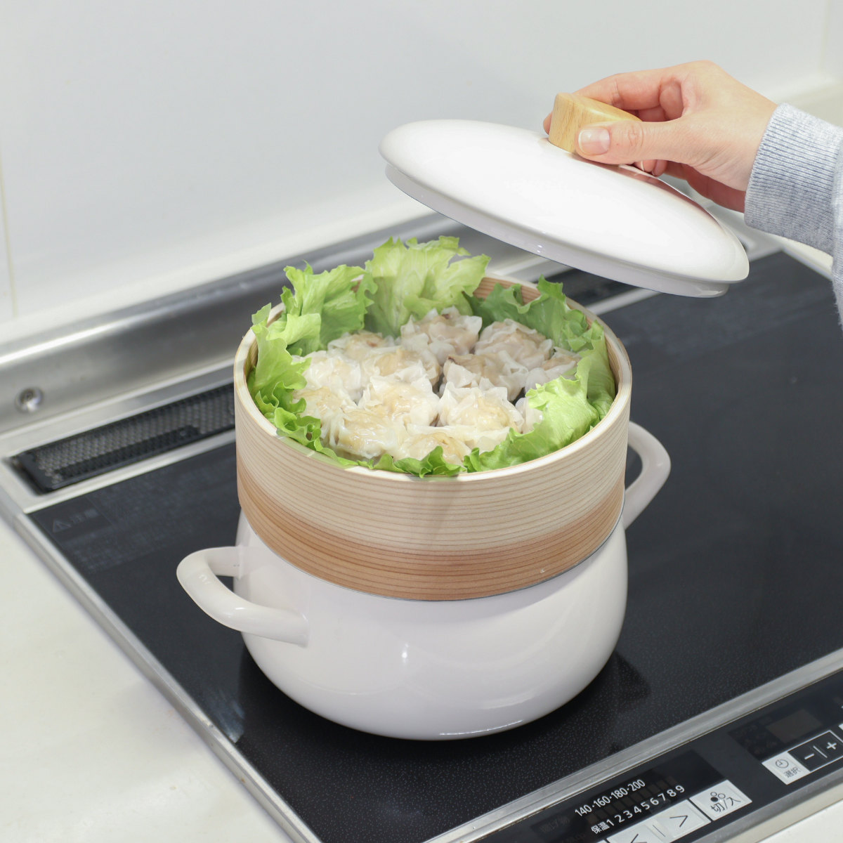 富士ホーロー 特典付き せいろ付きホーロー鍋 20cm IH対応 ホーロー蓋