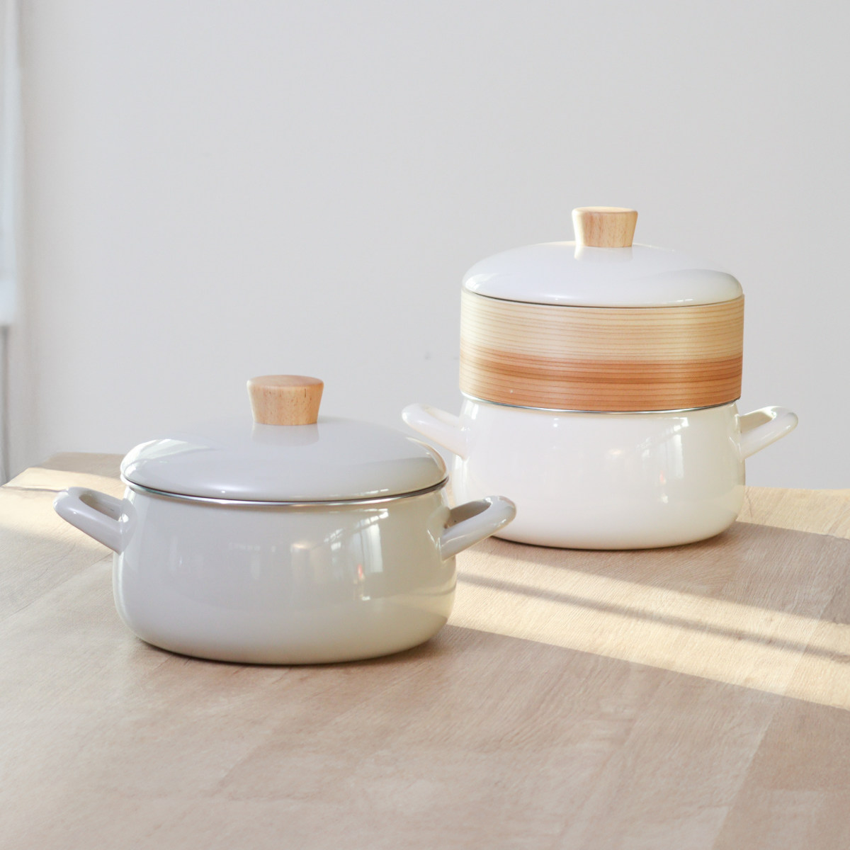 富士ホーロー 特典付き せいろ付きホーロー鍋 20cm IH対応 ホーロー蓋