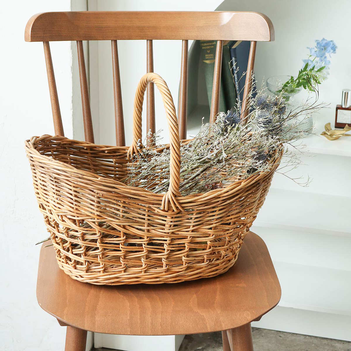 Creer かご アラログ レトロ オーバル バスケット 幅45cm ラタン
