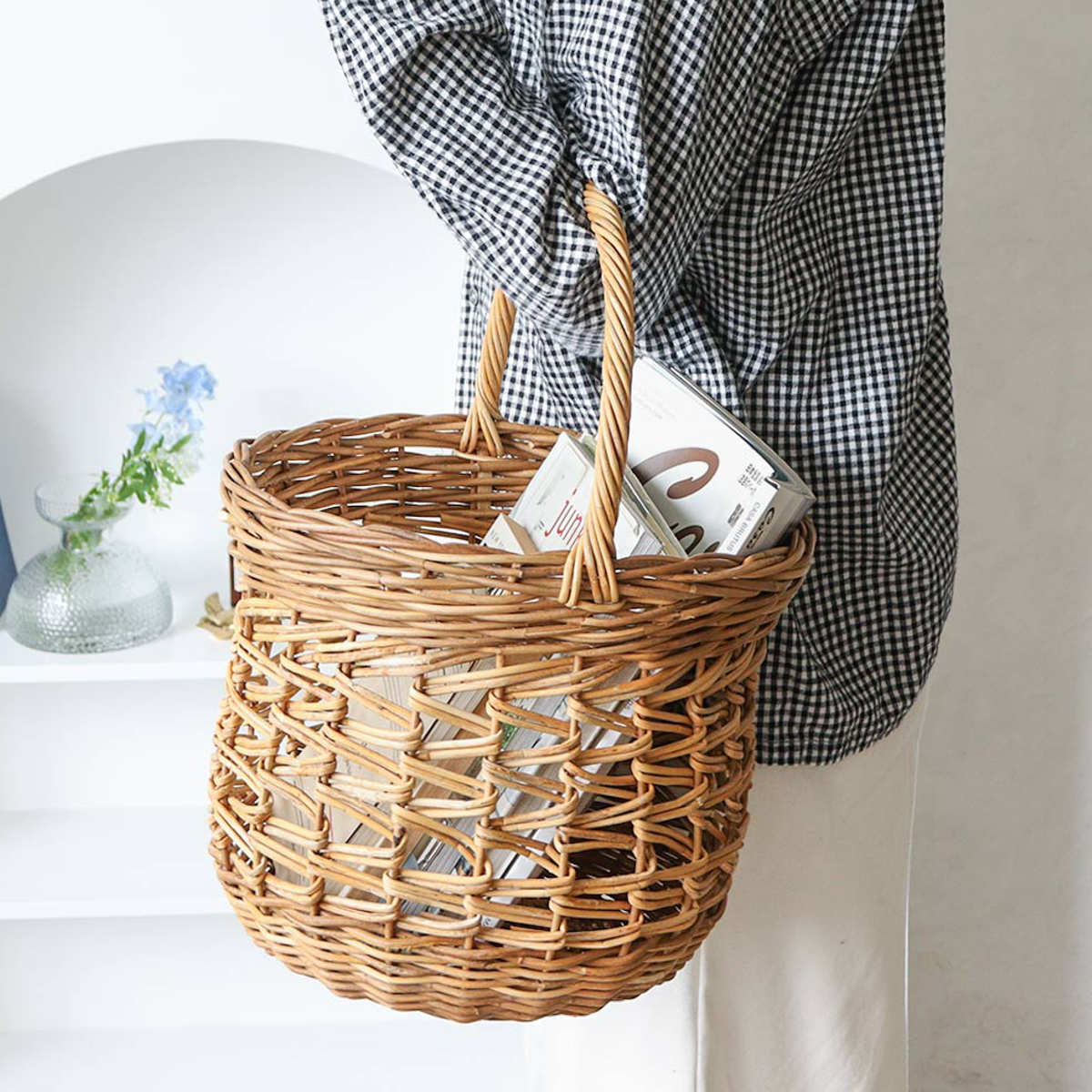 Creer かご アラログ レトロ ラウンド バスケット 直径30cm ラタン