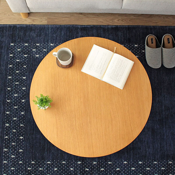 岩附 折りたたみテーブル 幅75cm ローテーブル 木製 天然木 円形 丸型