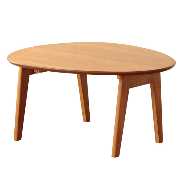 折りたたみテーブル 幅75cm ローテーブル 木製 天然木 オーバル 楕円形