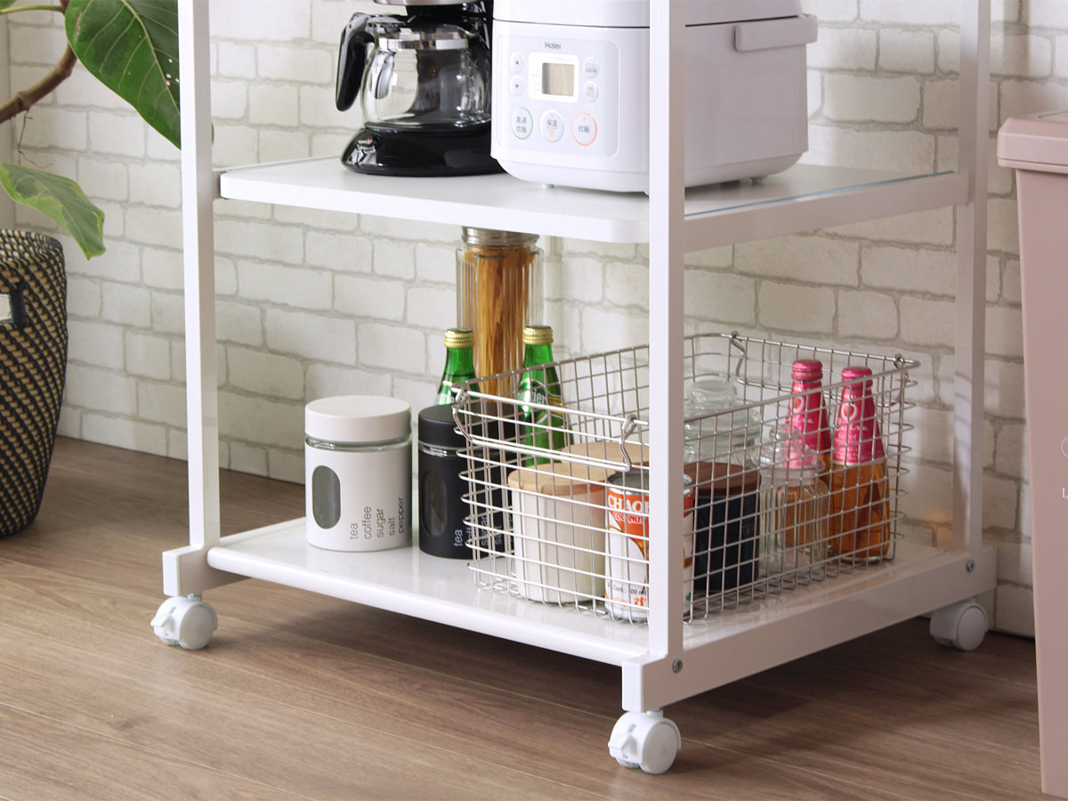 キャスター付 キッチンラック ロータイプ スチールフレーム 幅58cm