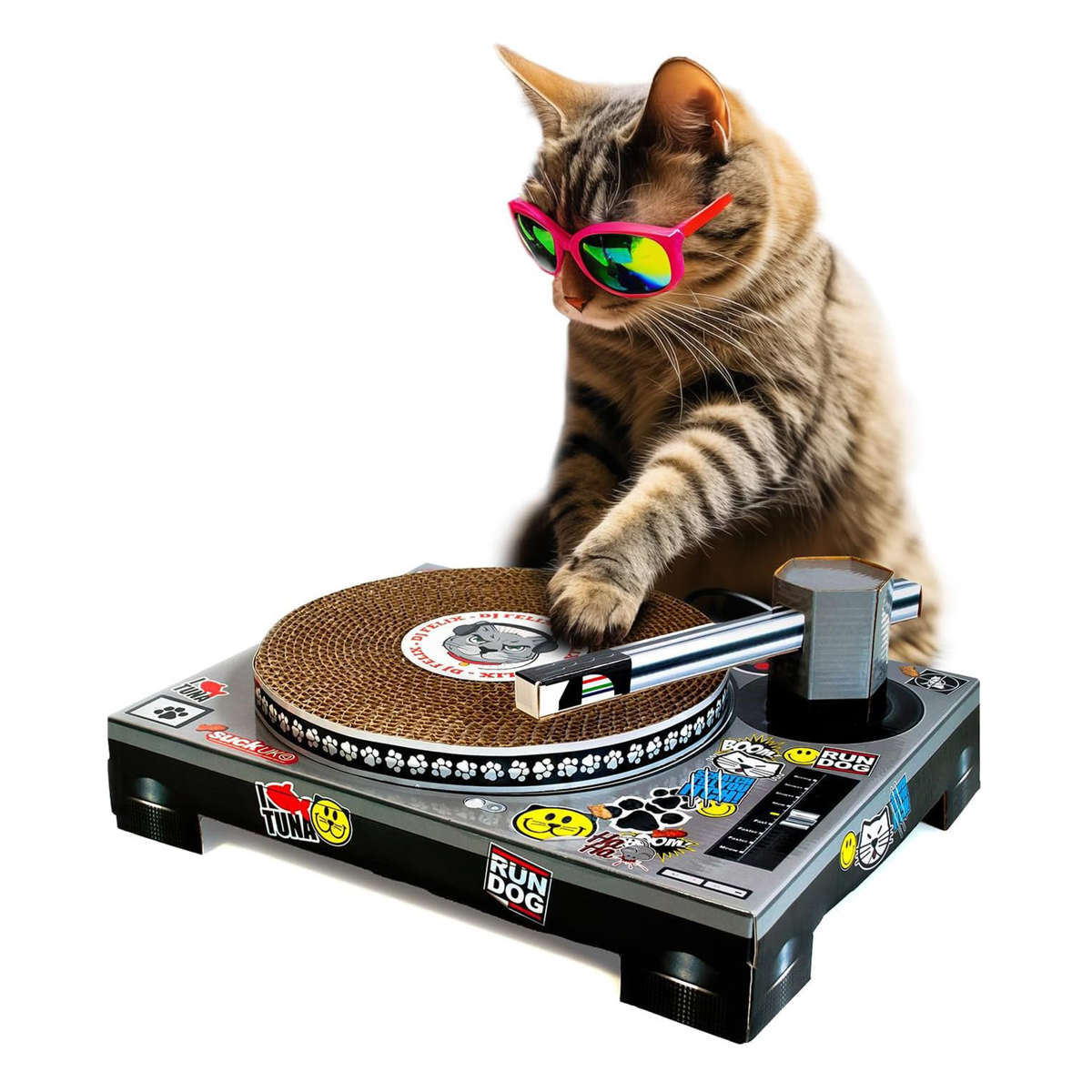 ぐでねこチャンチャーム　いちごギター×サングラストラネコ アントレックス 爪とぎ キャットスクラッチャー DJ 猫 SUCK UK （ 爪
