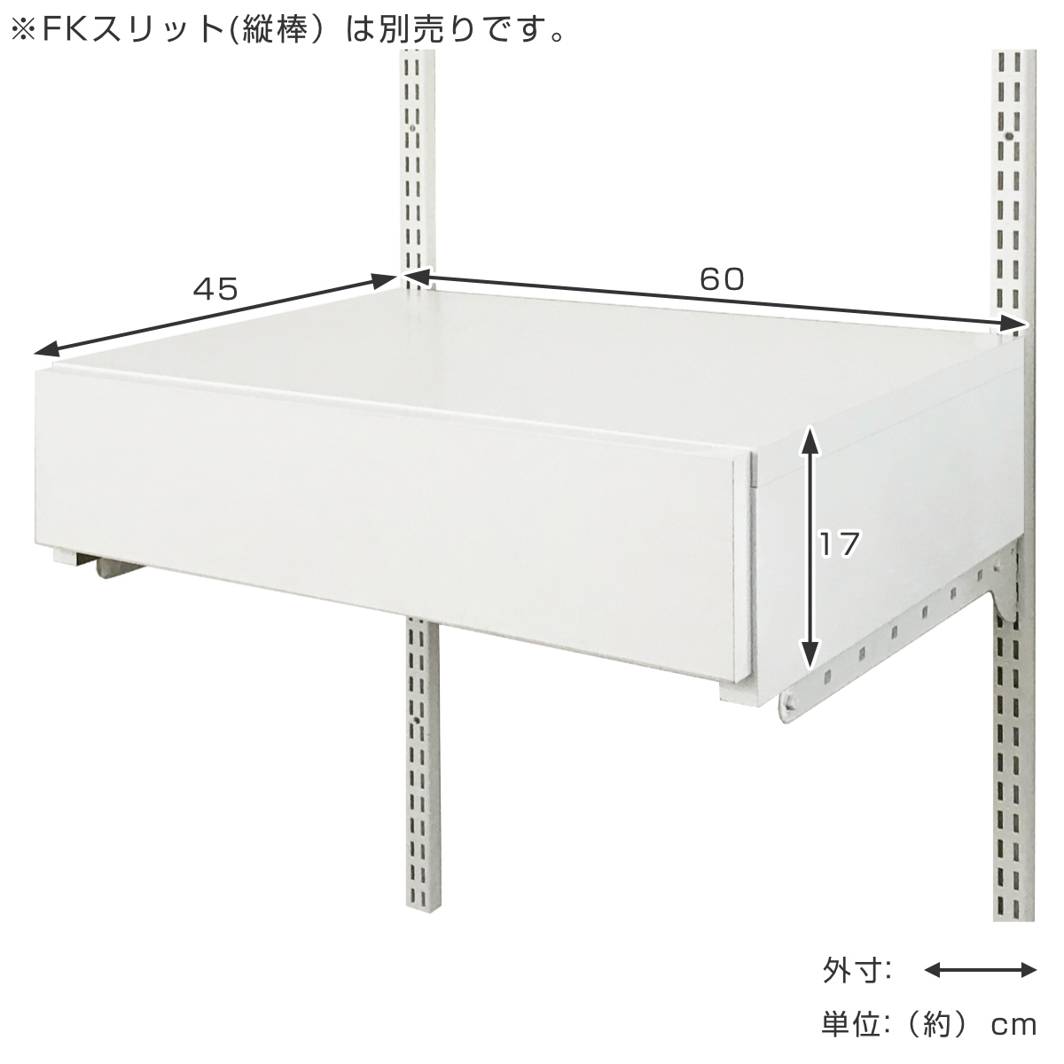収納ケース 薄型 引き出し 1段 ブラケット付き 幅60cm フィットラック