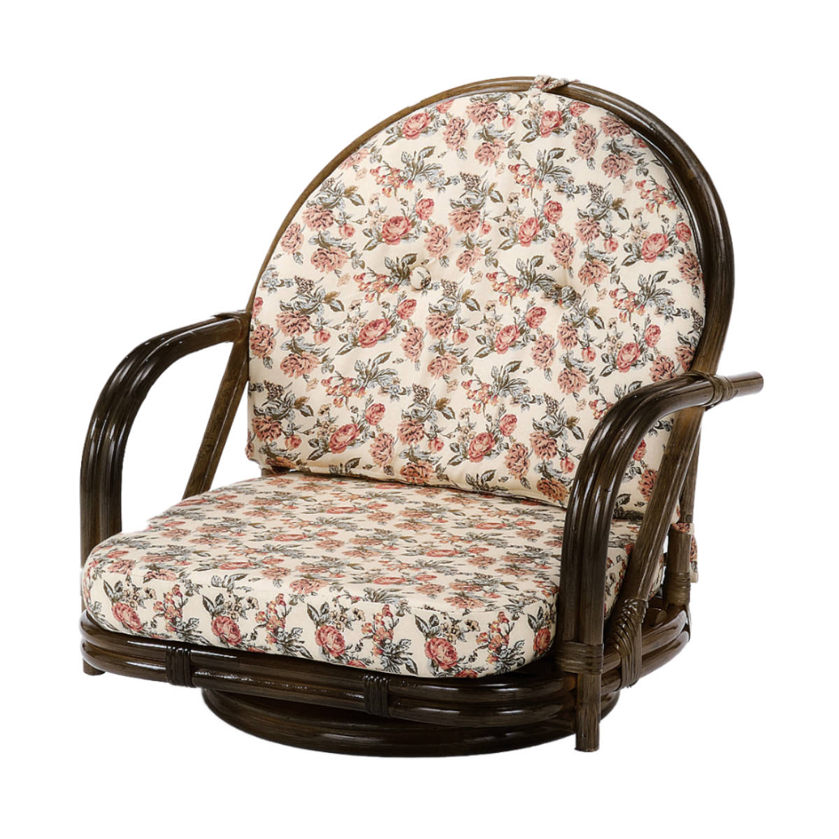 今枝商店 籐 回転座椅子 ラタンチェア ロータイプ クッション付 座面高