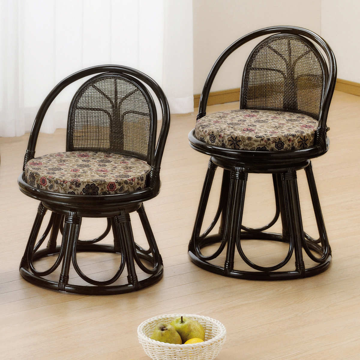 今枝商店 籐 回転座椅子 ミドルハイタイプ ラタンチェア 座面高33cm