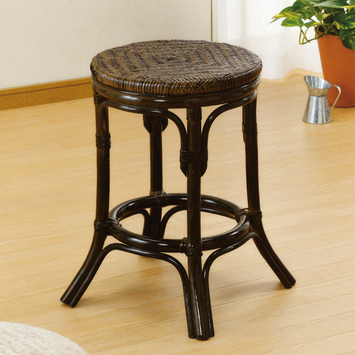 籐 スツール 円形 ハイタイプ 高さ48cm （ 椅子 籐スツール 籐家具