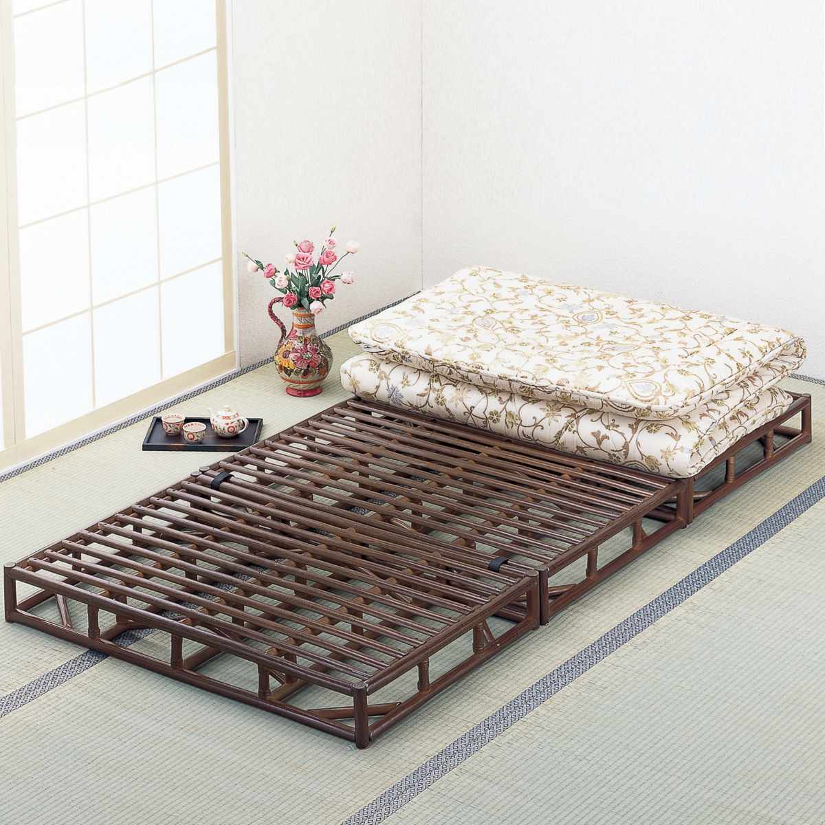 今枝商店 籐 すのこベッド 三分割タイプ シングル （ ラタン三つ折り