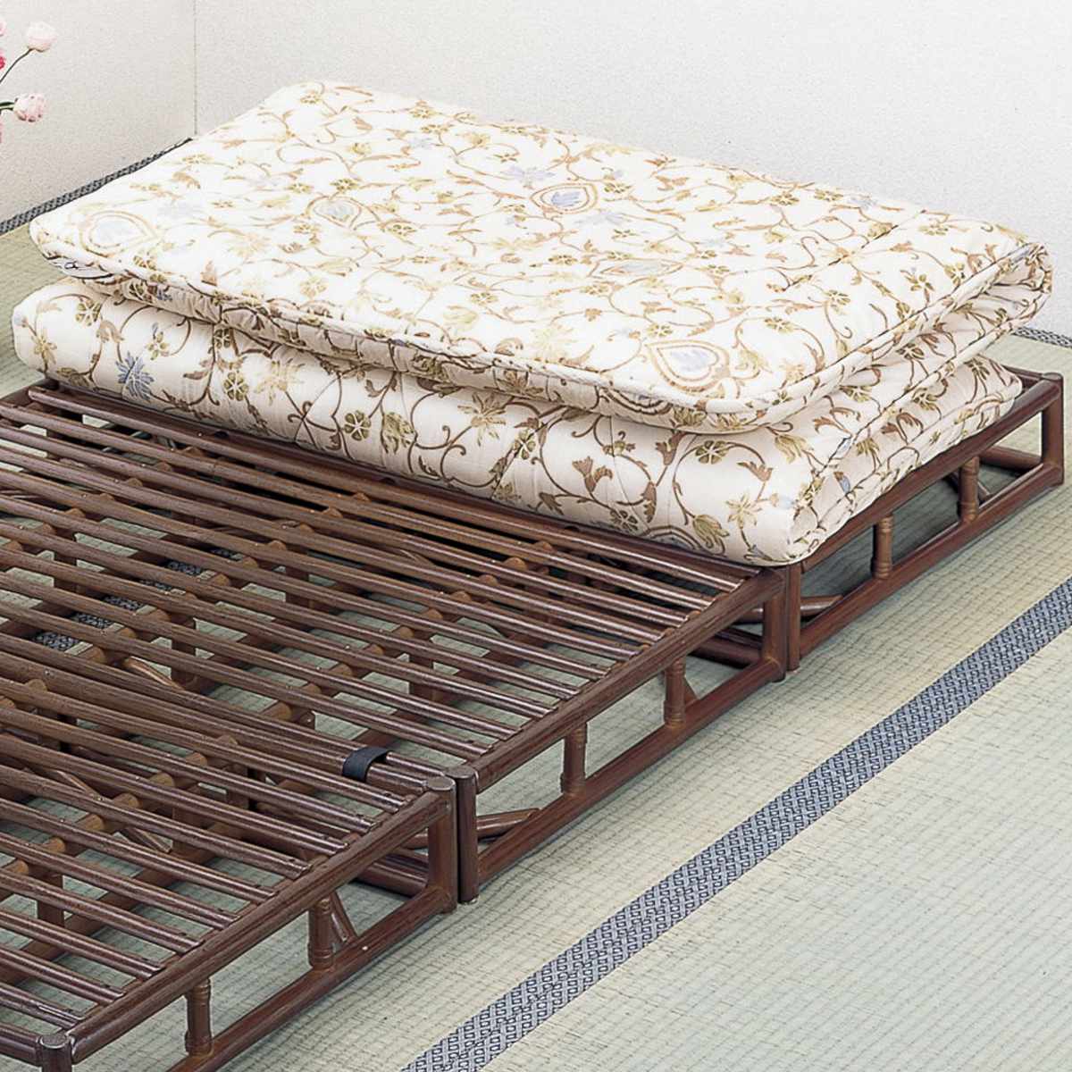 今枝商店 籐 すのこベッド 三分割タイプ シングル （ ラタン三つ折り