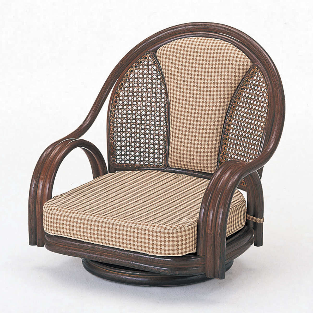 回転座椅子 ラタン ラウンドチェア 籐家具 座面高35cm （ 回転式 