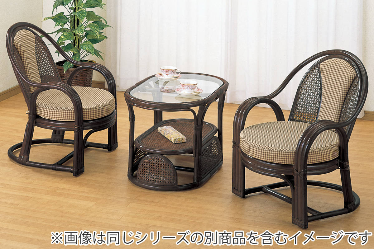 今枝商店 籐 ローテーブル オーバル型 ガラス天板 幅75cm （ センター