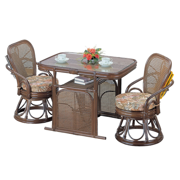 スシ　ラタンチェアとテーブル 今枝商店 籐 ラウンドチェア・テーブル ダイニング 3点セット